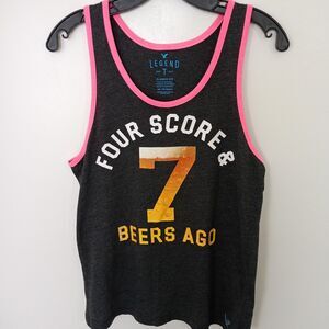 American Eagle Legend T Classic Fit Tank "Four Score & 7 Beer" Gray Size XS